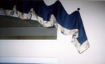 Banded looped valance, custom window treatments and drapery