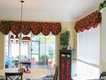 Balloon valance, custom window treatments and drapery