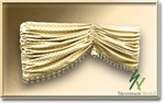 Gathered valance, custom window treatments and drapery