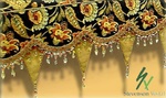 Awning 2 layer shaped flap with bead trim, custom window treatments and drapery
